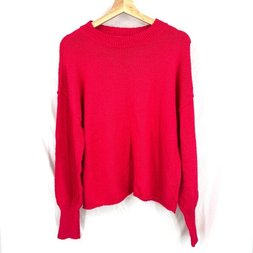NEW Abound red potion drop shoulder crewneck exposed‎ seam sweater pullover XXL